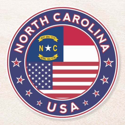 North Carolina sticker, phone case, tote bag ラウンドペーパーコースター (正面)