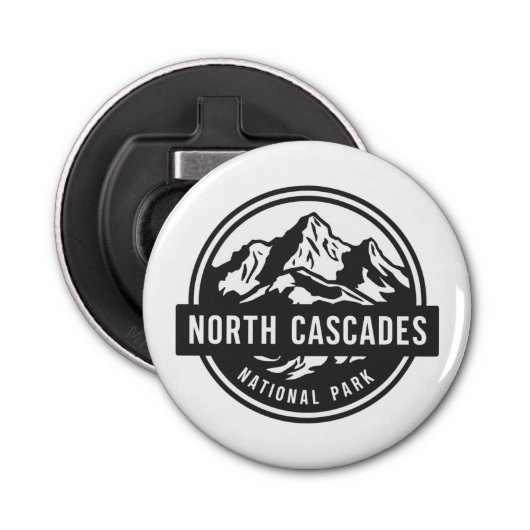 North Cascades National Park Black White Emblem 栓抜き (正面)