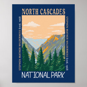 North Cascades National Park Vintage Distressed ポスター