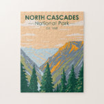 North Cascades National Park Washington Vintage   ジグソーパズル<br><div class="desc">North Cascades vector artwork design. The park consists of a northern and southern section,  bisected by the Skagit River that flows through the reservoirs of Ross Lake National Recreation Area.</div>