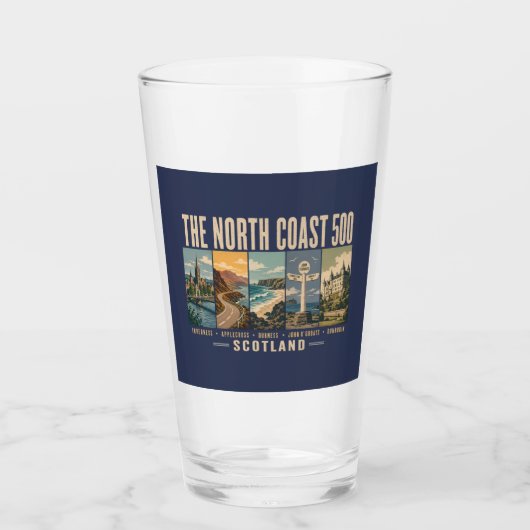 North Coast 500 Scotland Landmarks Illustration タンブラーグラス (正面)
