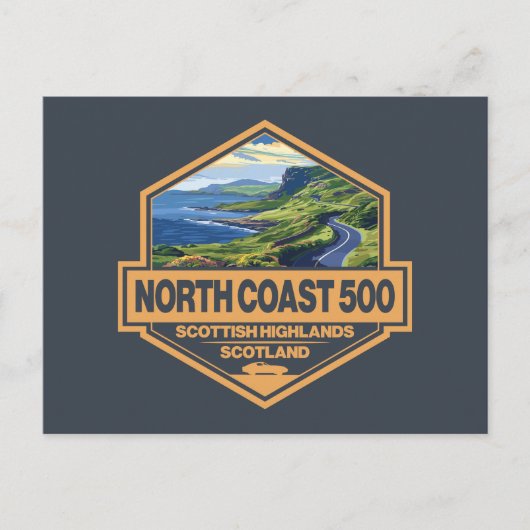 North Coast 500 Scotland Travel Art Badge ポストカード (正面)
