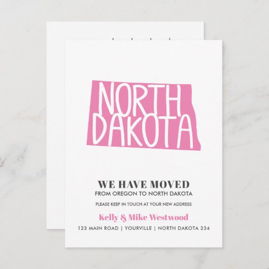 NORTH DAKOTA新しいアドレスを移動した新しいホーム ポストカード (正面/裏面)