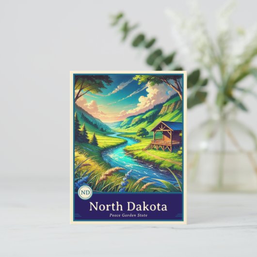 North Dakota | Anime Style Cel Shaded Postcard ポストカード (スタンド正面)