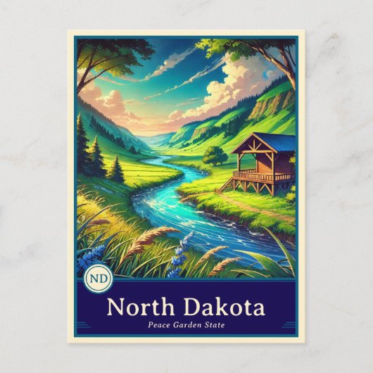 North Dakota | Anime Style Cel Shaded Postcard ポストカード (正面)
