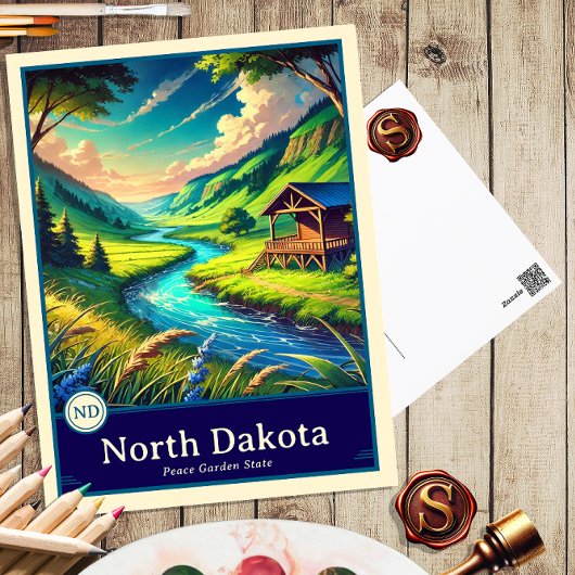 North Dakota | Anime Style Cel Shaded Postcard ポストカード