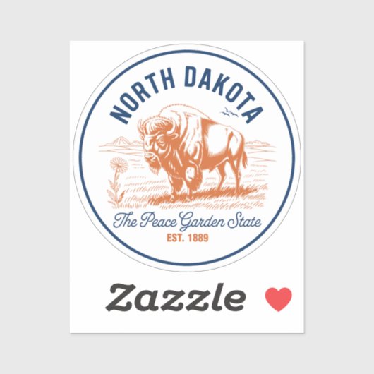 North Dakota Bison | The Peace Garden State シール (シート)