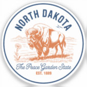 North Dakota Bison | The Peace Garden State シール (正面)