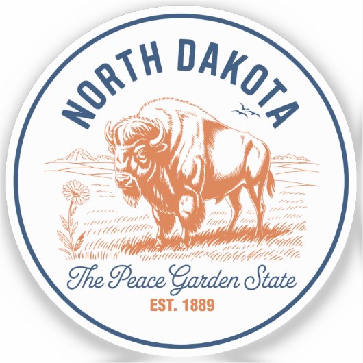 North Dakota Bison | The Peace Garden State シール (正面)