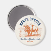 North Dakota Bison | The Peace Garden State マグネット (正面/裏面)