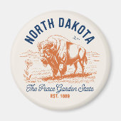 North Dakota Bison | The Peace Garden State マグネット (正面)
