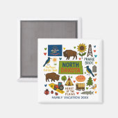North Dakota Family Trip Keepsake Personalized マグネット (正面/裏面)
