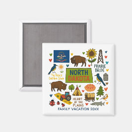 North Dakota Family Trip Keepsake Personalized マグネット
