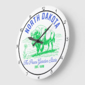 North Dakota Peace Garden State Bison  ラージ壁時計 (傾斜)