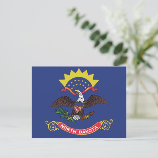 North Dakota State Flag Peace Garden Eagle ポストカード (スタンド正面)