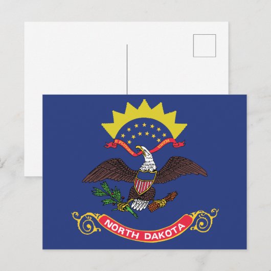 North Dakota State Flag Peace Garden Eagle ポストカード (正面/裏面)