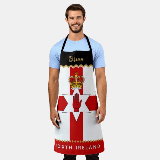 North Ireland Chefs Apron, Irish / Ulster Flag エプロン (着用した状態)