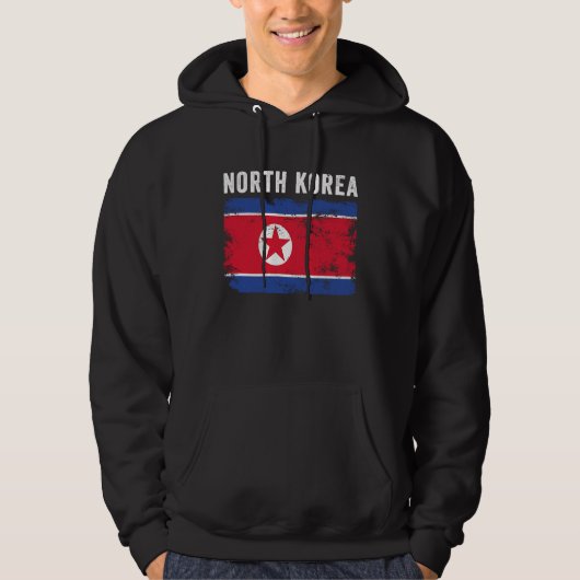 North Korea Flag Distressed  Men Women  North Kore パーカ (正面)