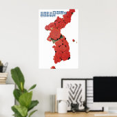 North Korea Propaganda Poster Korean Unification ポスター (ホームオフィス)