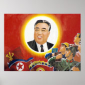 North Korean Kim il Sung Propaganda Poster ポスター (正面)