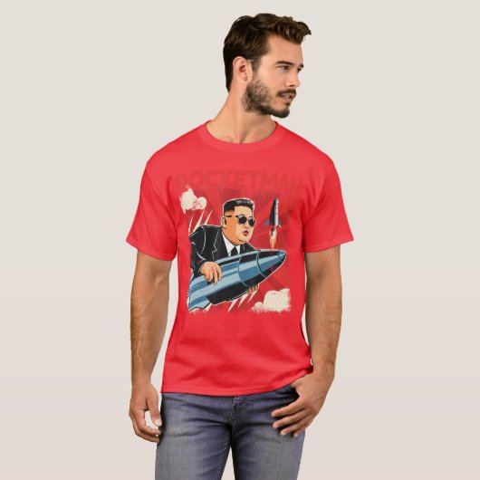 North Korean Leader Kim Jong Un Rocketman Funny bo Tシャツ (正面フル)