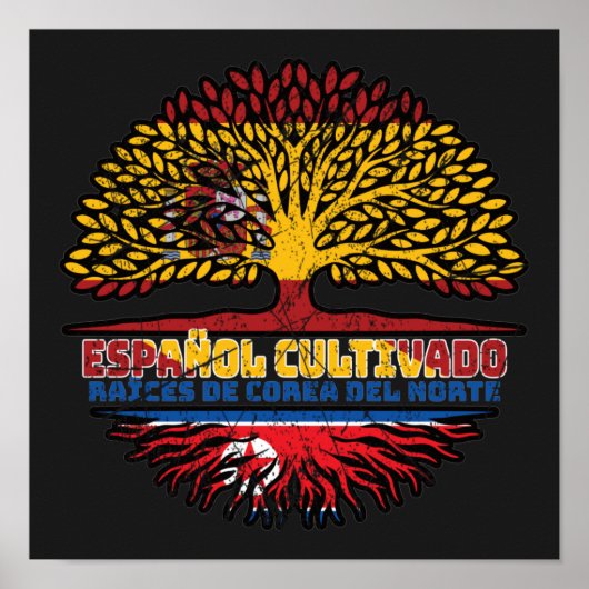 North Korean North Korea Spain Spanish Tree Roots ポスター (正面)
