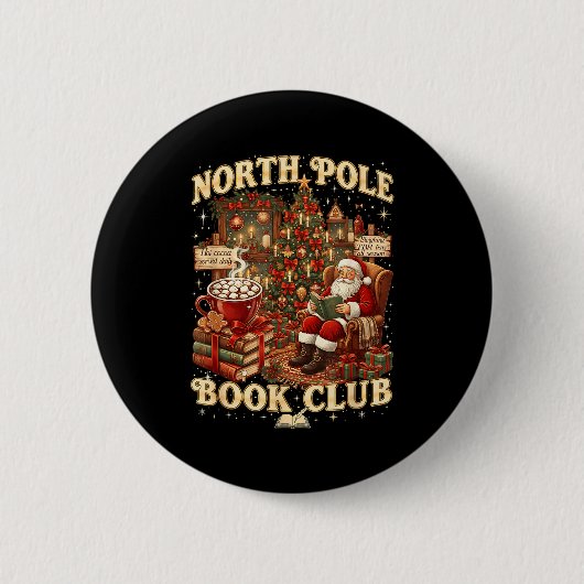 North Le Book Club Cozy Christmas Reading Gift  缶バッジ (正面)