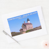 North Light house, Block Island RI Stickers 長方形シール (封筒)