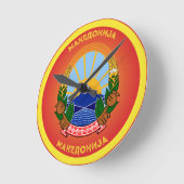North Macedonia National Emblem ラウンド壁時計 (傾斜)