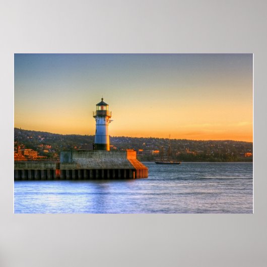 North Pier Light house with Tall Ship ポスター (正面)