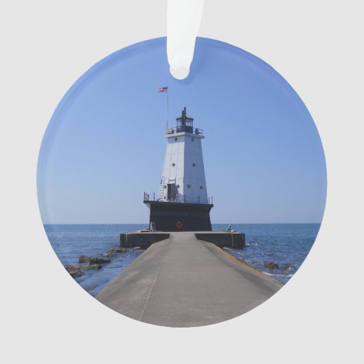 North Pierhead Light house, Ludington, MI Acrylic オーナメント (正面)
