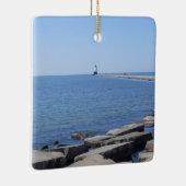 North Pierhead Light house, Ludington, MI Ceramic セラミックオーナメント (右)