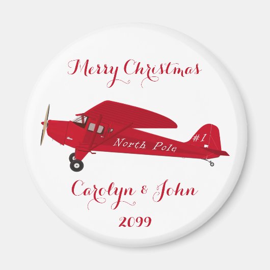 North Pole Airplane Christmas Magnet マグネット (正面)