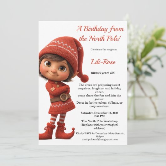 North Pole Birthday Magic | Enchanted Elf 招待状 (スタンド正面)