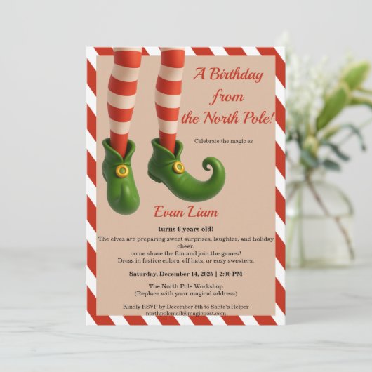 North Pole Birthday Magic | Enchanted Elf 招待状 (スタンド正面)