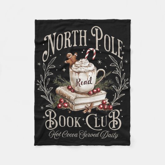 North Pole Book Club Christmas Bookish Xmas Books  フリースブランケット (正面)