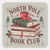 North Pole Book Club Librarian Bookish Reading スクエアシール (正面)