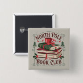 North Pole Book Club Librarian Bookish Reading 缶バッジ (正面&裏面)