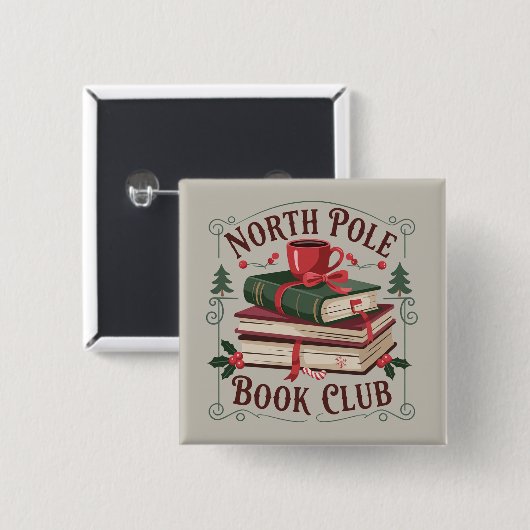 North Pole Book Club Librarian Bookish Reading  缶バッジ (正面&裏面)