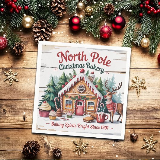 North Pole Christmas Bakery スタンダードカクテルナプキン