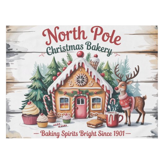North Pole Christmas Bakery テーブルクロス (正面(横))