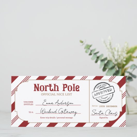 North Pole Christmas Gift Voucher Nice List Ticket (スタンド正面)