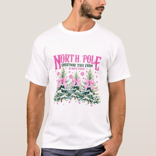 North-pole Christmas Tree Always Fresh Coquette Bo Tシャツ (正面)