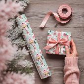 North Pole Elf Workshop Santa Claus Pink Village ラッピングペーパー