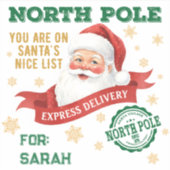 North Pole Express Delivery Santa Christmas シール (正面)