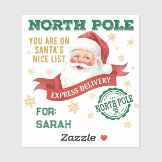 North Pole Express Delivery Santa Christmas シール (シート)