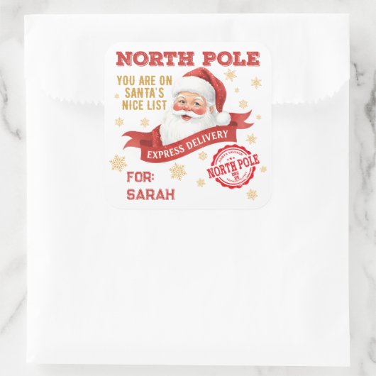 North Pole Express Delivery Santa Christmas スクエアシール (バッグ)