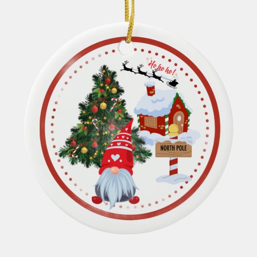 North Pole Gnome Christmas セラミックオーナメント (正面)