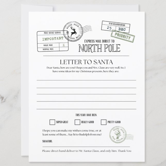 North Pole Letter To Santa (正面)