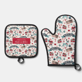 North Pole Magic – Festive Santa Holiday 鍋つかみ&鍋敷きセット